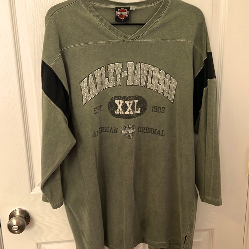Authentic Harley Davidson 3/4 sleeve Shirt Sz Large - Picture 1 of 5